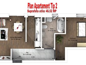 Apartament de vânzare 2 camere în Sibiu, Hipodrom 4