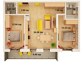 Apartament de vânzare 2 camere în Sibiu, Central