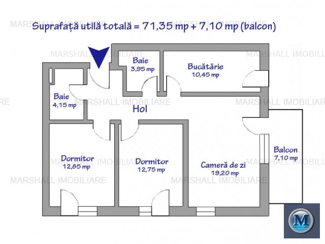 Apartament 3 camere de vanzare, zona Albert, 78,45: Apartament 3 camere de vanzare, zona Albert, 78,45 mp - imaginea 1