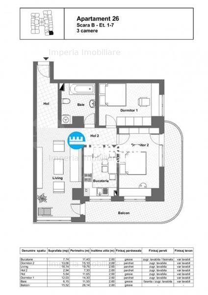 Apartament 3 camere, 83.07 mp,bloc nou,109192 euro - imaginea 17