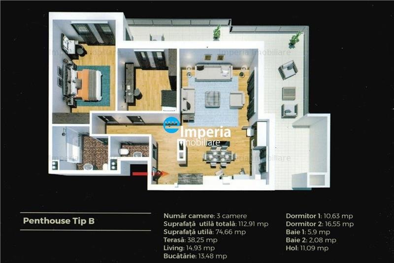Apartament 3 camere tip penthouse, Tatarasi, bloc nou, comision zero! - imaginea 1