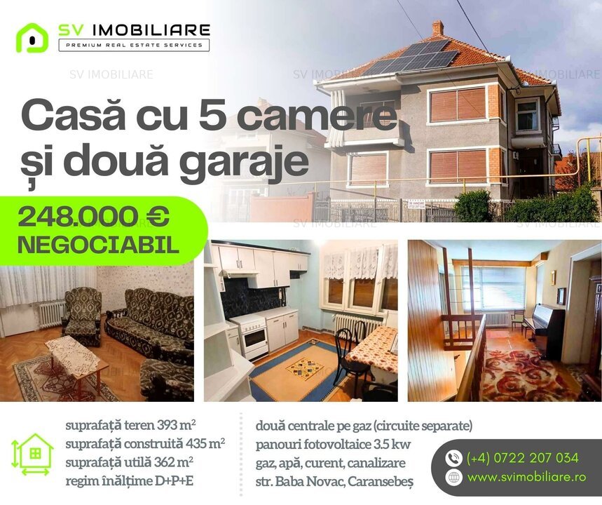 Casa cu 5 camere si 2 garaje in Caransebes