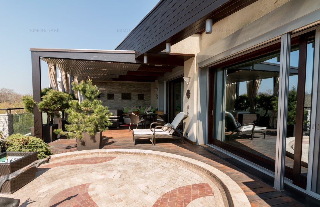 Penthouse parc Herastrau sos Nordului + 400 mp curte cu piscina