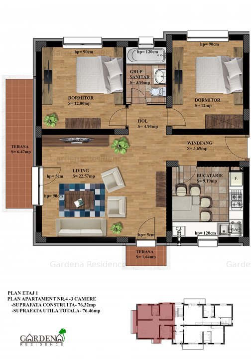 Apartament 3 camere in GARDENA RESIDENCE - imaginea 6