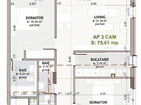 Apartament de vânzare 3 camere, în Cluj-Napoca, zona Borhanci