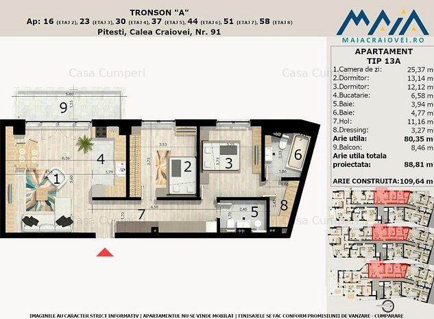 Apartament Nou | Pitesti Calea Craiovei | Tip 13A : Apartament Nou | Pitesti Calea Craiovei | Tip 13A