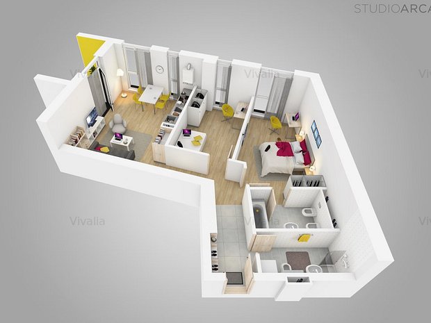 Jasje honderd Badkamer Apartament 3 camere, bloc nou, Vivalia Grand V6 - apartament cu 3 camere de  vanzare in Timişoara, judetul Timiş - X8VU0000D - 155.557 EUR