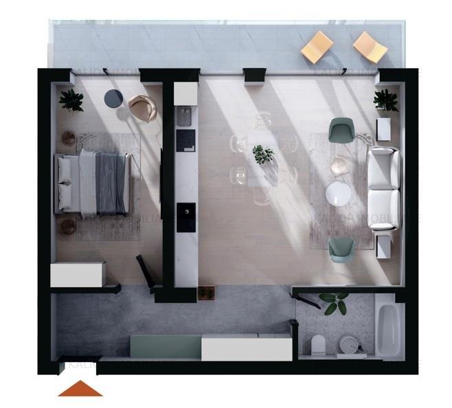 Apartament cu 2 Camere, 57 mp, Terasa, zona Centrala - imaginea 1