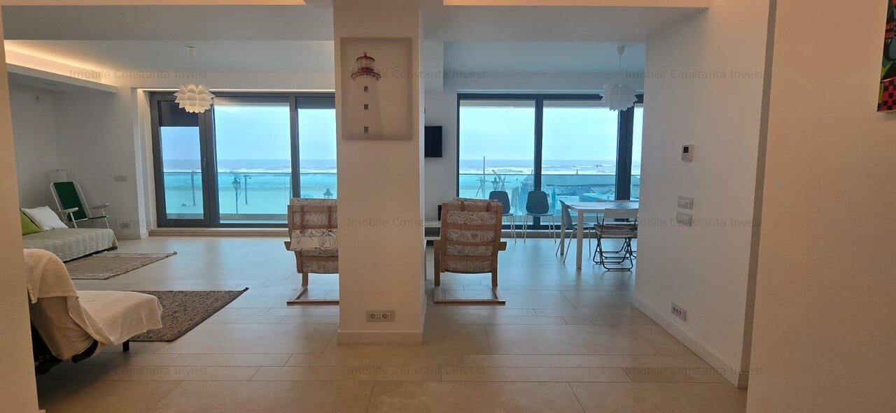 Apartament de Lux, 3 Cam, Vedere Frontala la Plaja, Prima Linie la Mare – 132 mp
