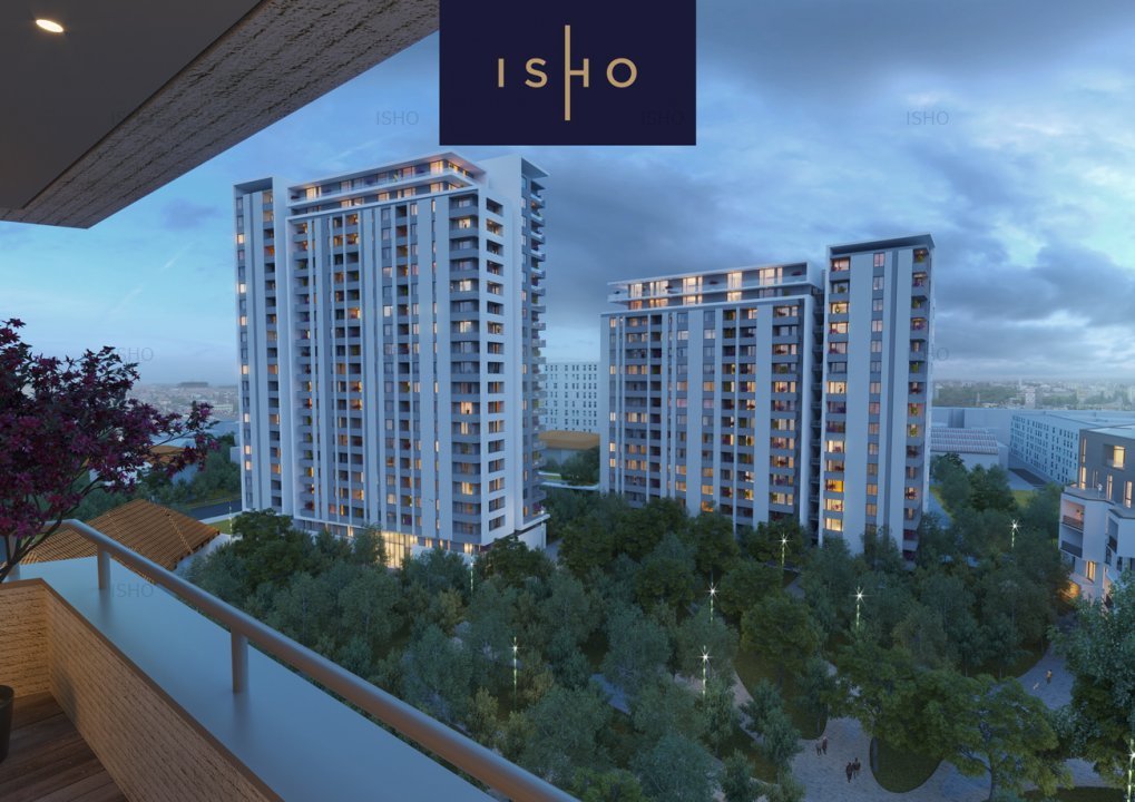 Apartament spatios, ISHO Parkside - Terasa cu vedere de la etajul 10 - imaginea 0 + 1