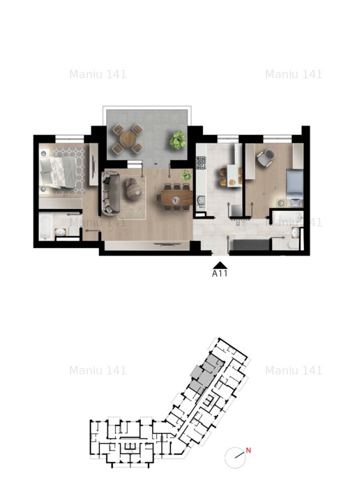 Apartament 3 camere, Maniu141, metrou Pacii 2 minute