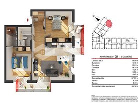 Apartament de vânzare 3 camere, în Cluj-Napoca, zona Iris