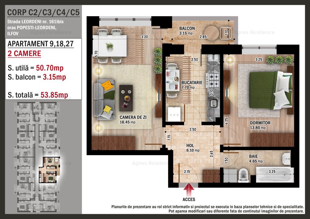 Direct Dezvoltator -Apartament de vanzare 2 camere Popesti Leordeni - imaginea 1