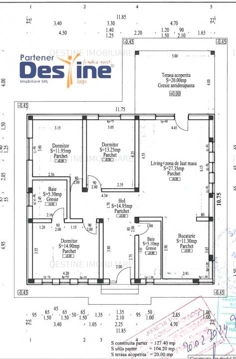 Casa individuala plan parter 104 MP UTILI + 400 MP TEREN - DANCU