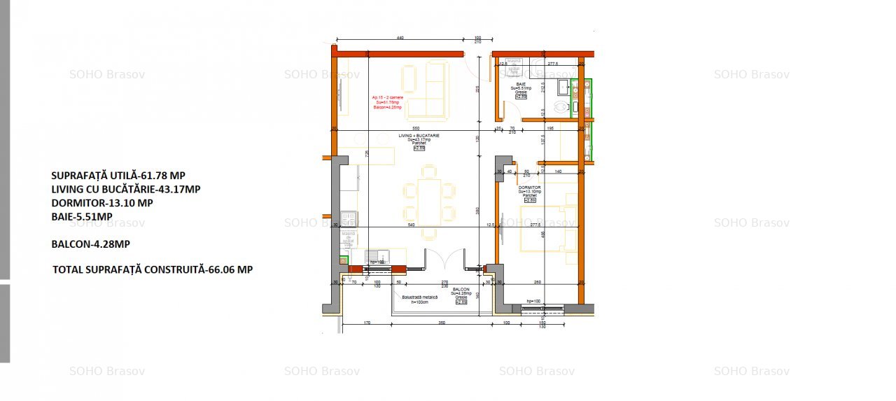 Apartament 2 camere, living-bucătărie spațios, design unic, comision 0%! - imaginea 3