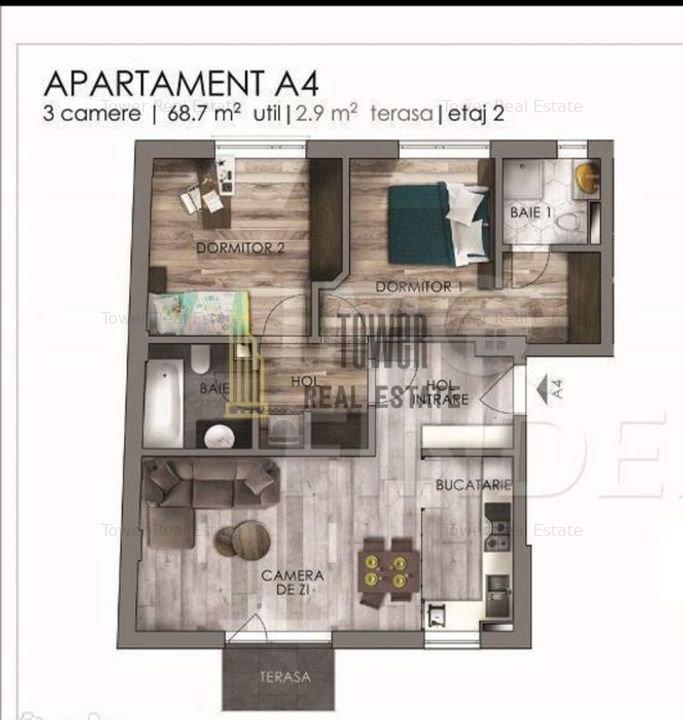 Apartament | 3 Camere | 69 mp | Central - imaginea 1