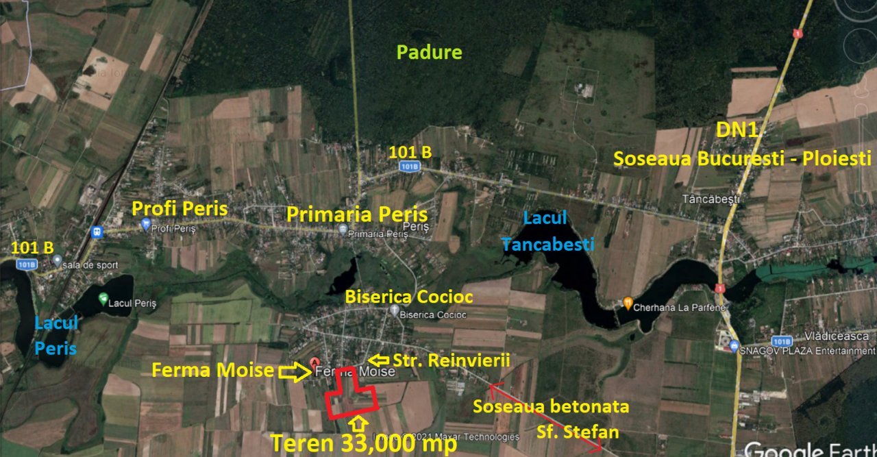 Teren intravilan 33,000 mp Snagov – Peris cu utilitati - imaginea 1