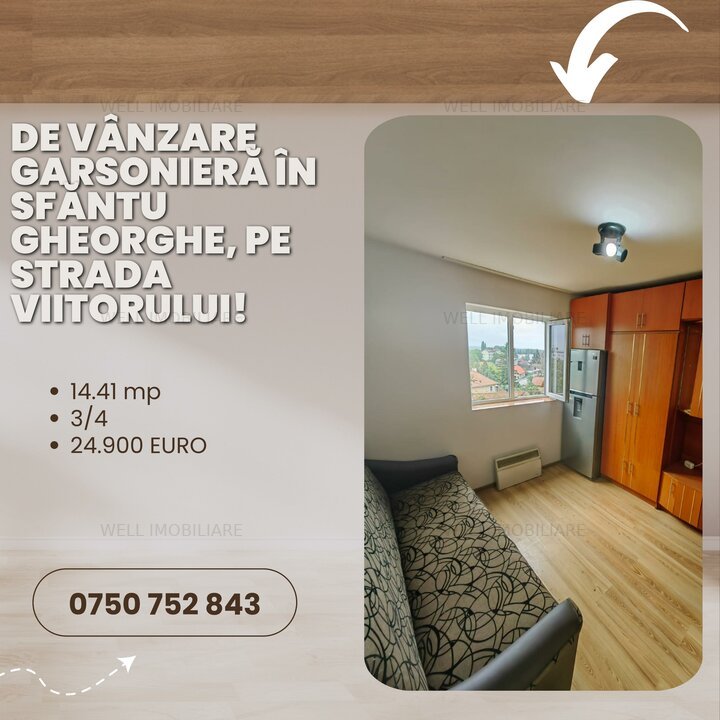 De vânzare o garsonieră în Sfăntu Gheorghe, pe strada Viitorului!