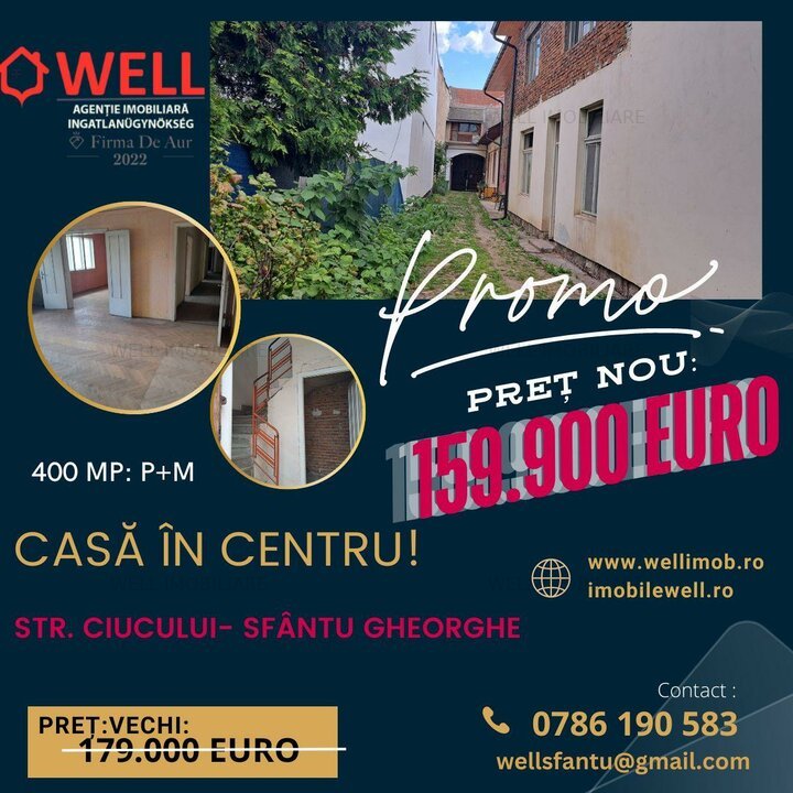Casă de vânzare în centrul orașului Sfântu Gheorghe!