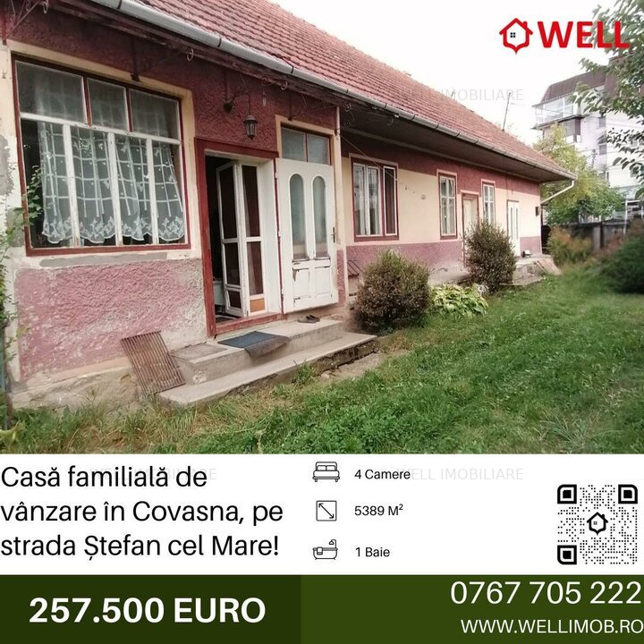 Casă familială de vânzare în Covasna, pe strada Ștefan cel Mare!