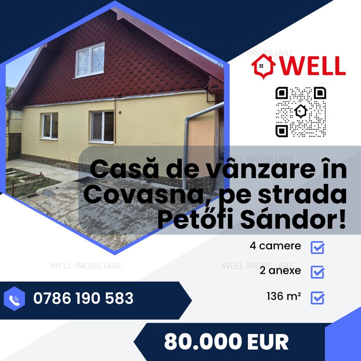 Casă de vânzare în Covasna, pe strada Petőfi Sándor!