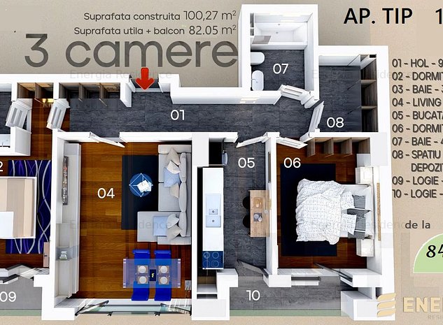 Apartament 3 camere parter Energia Residence - imaginea 1