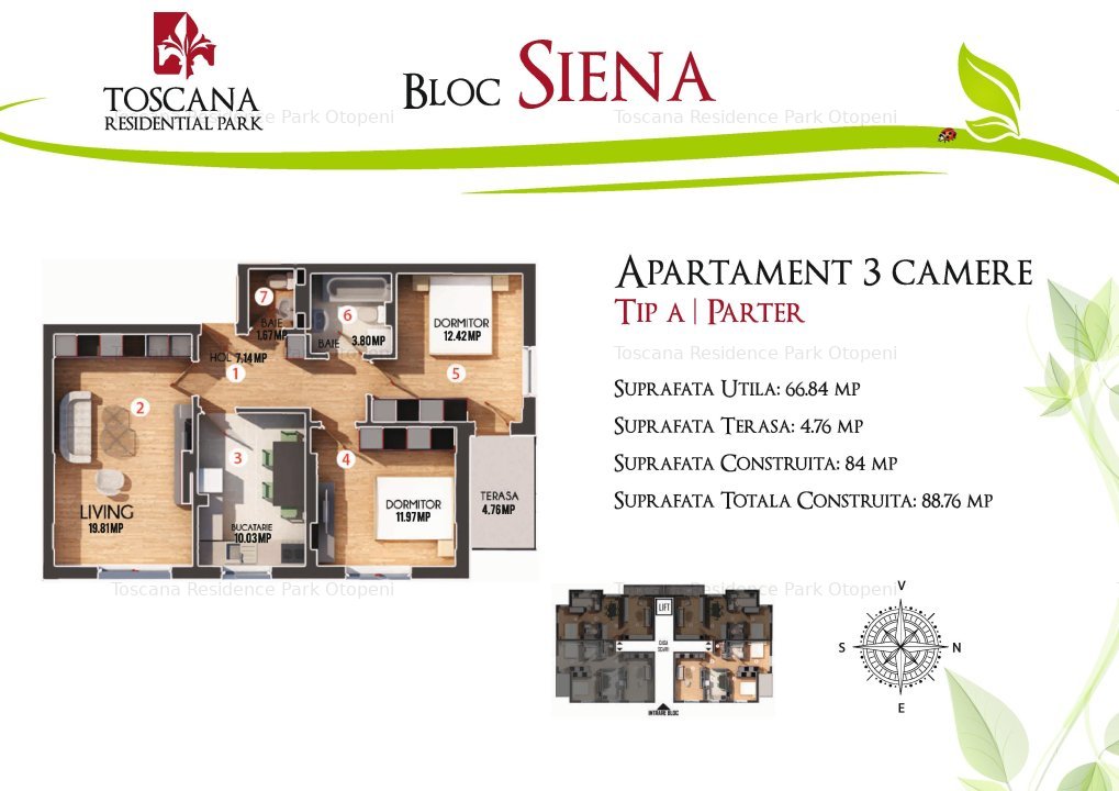 Apartament 3 camere 67 mp utili terasa 5 mp Toscana Residential Park - imaginea 11