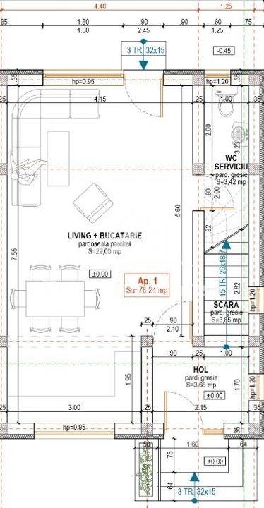 Apartamet la casa insiruita la cheie cu curte si loc de parcare
