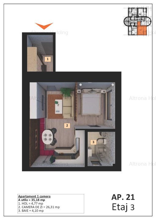 Apartament 1 camera, Bucium, 26.385 Euro - imaginea 1