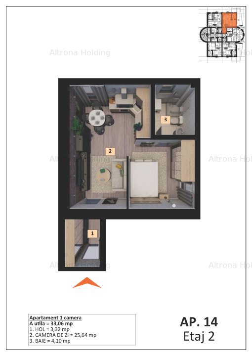 Apartament 1 camera, Bucium, 31.000 Euro  - imaginea 1