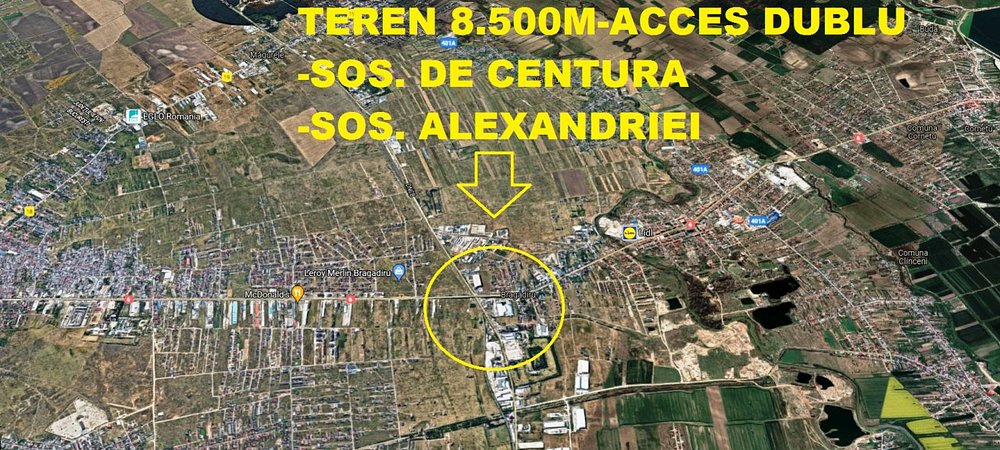 Teren 8.500 mp-dubla deschidere-Sos. de Centura/Sos. Alexandriei - imaginea 0 + 1