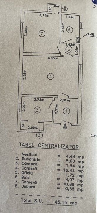 Apartament de 2 camere de vanzare