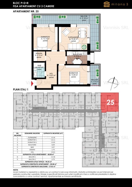 Apartament de 3 camere de vanzare - Milano 5 - imaginea 1