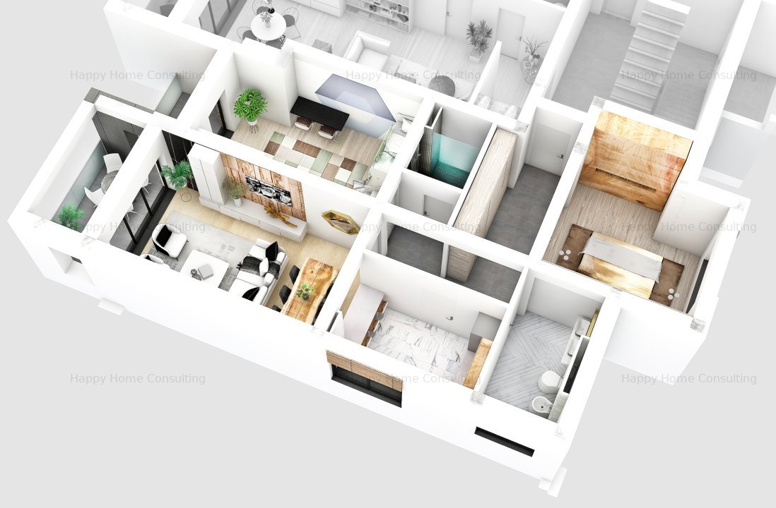 Apartament 3 camere, 2 bai - 77,39 mp + terasa  - imaginea 3