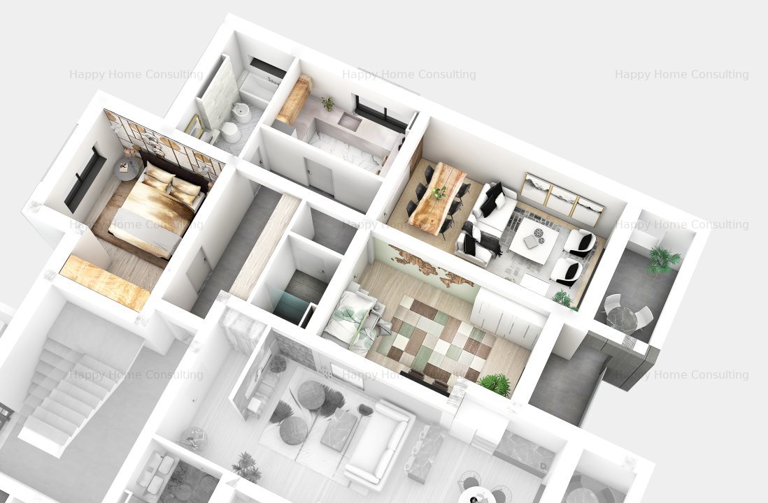 Apartament 3 camere, 2 bai - 77,39 mp + terasa  - imaginea 4