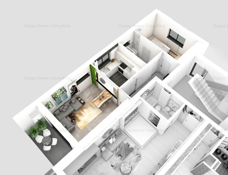 Apartament 2 camere decomandat - terasa spatioasa, incalzire prin pardoseala - imaginea 3