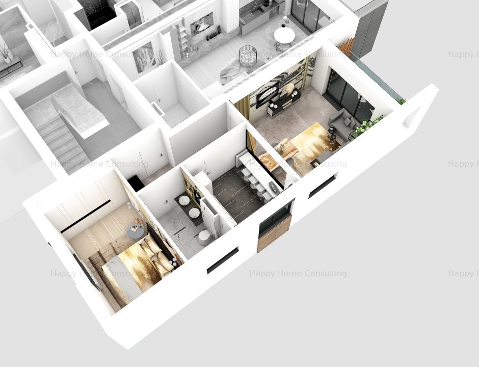 Apartament 2 camere decomandat - terasa spatioasa, incalzire prin pardoseala - imaginea 4