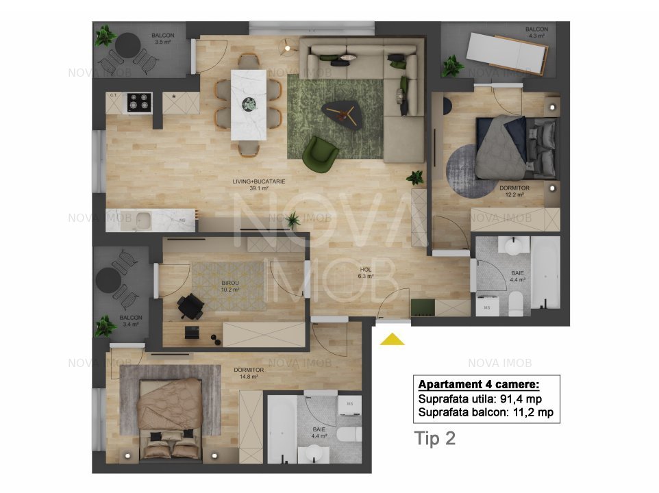Apartament 4 camere, etaj intermediar - D. Stanca - imaginea 4