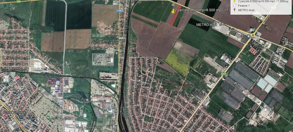  Vanzare Teren intravilan Gradiste 17.000 cu acces din Centura Arad zona Metro - imaginea 0 + 1