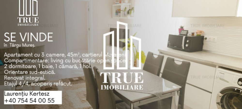 Apartament cu 3 camere, 45mp, cartierul Mureşeni, Tg. Mureş! - imaginea 0 + 1