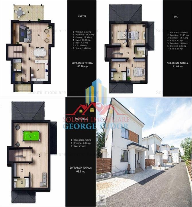 Vila P+1E+M 225 mp.utili, Soseaua Unirii, Corbeanca, 0%COMISION