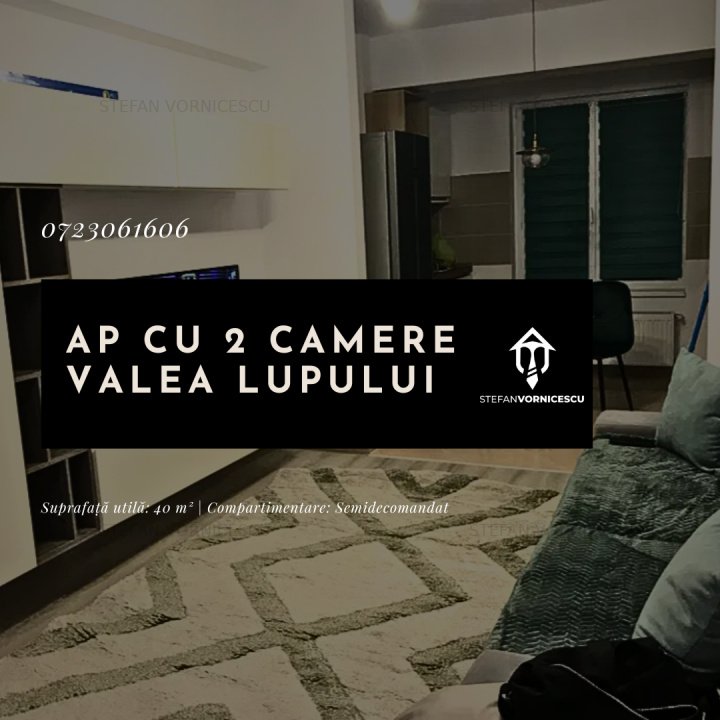 Apartament 2 camere + parcare privata de inchiriat | Valea Lupului