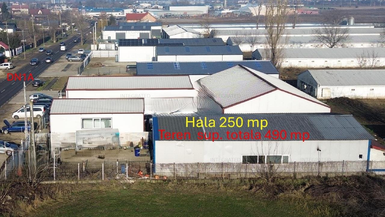 Hala 250 mp si Teren 490 mp front  DN1A - zona Crevedia Retail Park