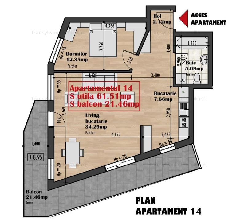 Apartment 2 camere | Terasa | Bloc nou | Semifinisat
