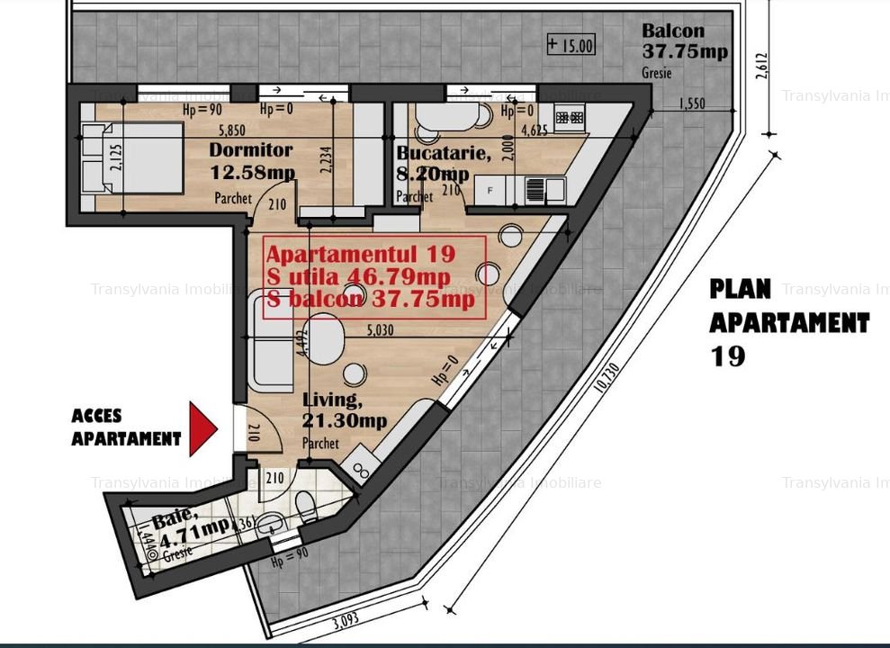 Apartment 2 camere | Terasa | Bloc nou | Semifinisat