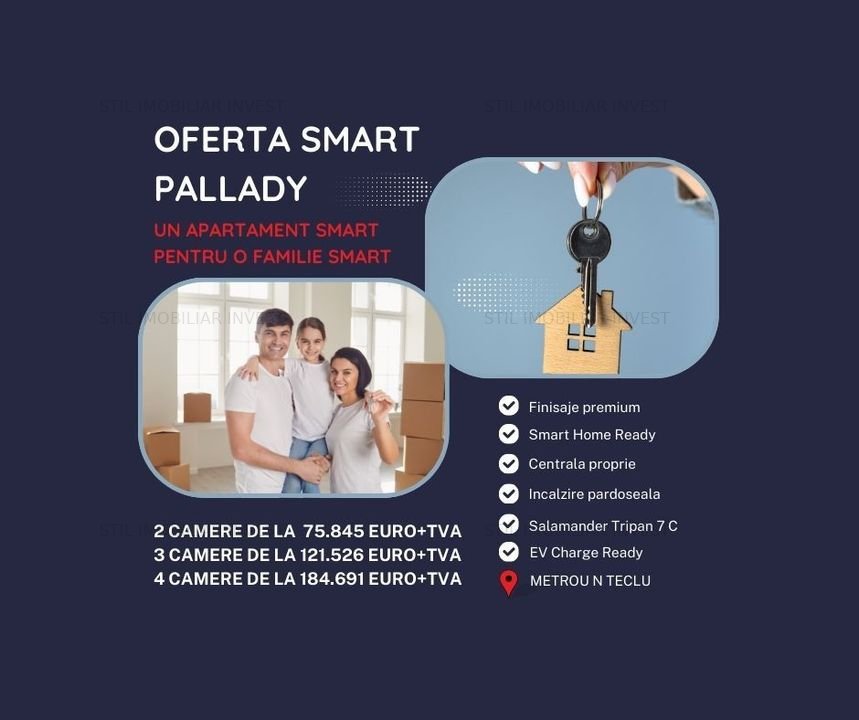 Apartamente 2 camere Titan Pallady Metrou,SMART Home,EV CHARGE Ready,