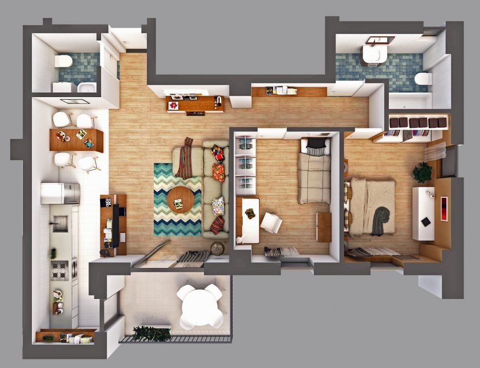 Apartament 3 camere mobilat complet