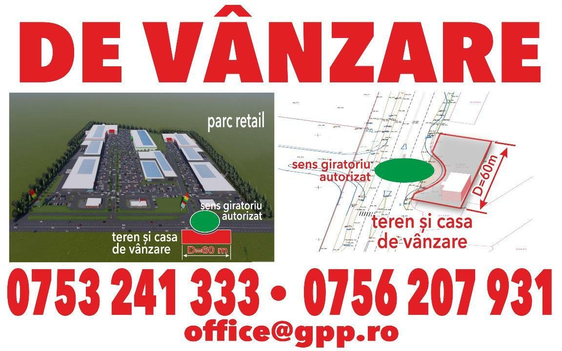 OPORTUNITATE - Proprietate situată vis-a-vis de un mare proiect comercial